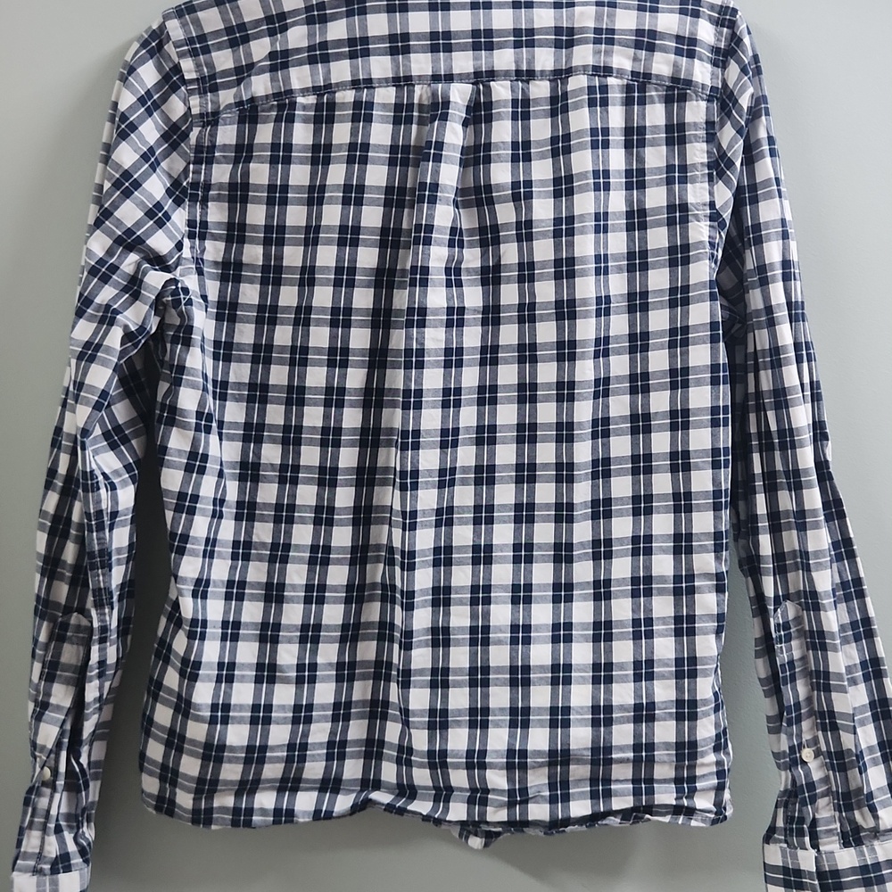 Abercrombie & Fitch White and Navy Plaid Button-Down Shirt - Picture 4 of 4